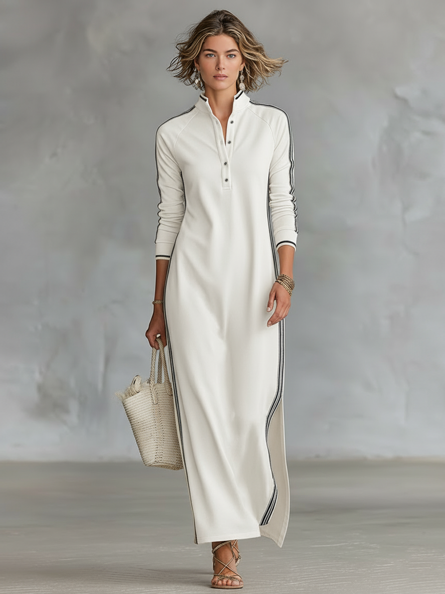 Aurelia™ | Robe maxi avec boutons et col