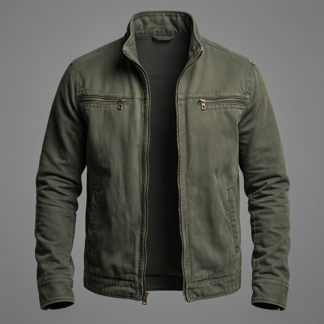 Veste vintage en coton avec fermeture zippée