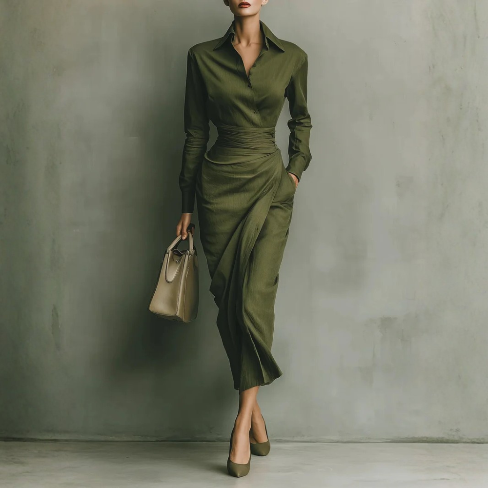 Noëlle™ | Maxidress en couleur olive