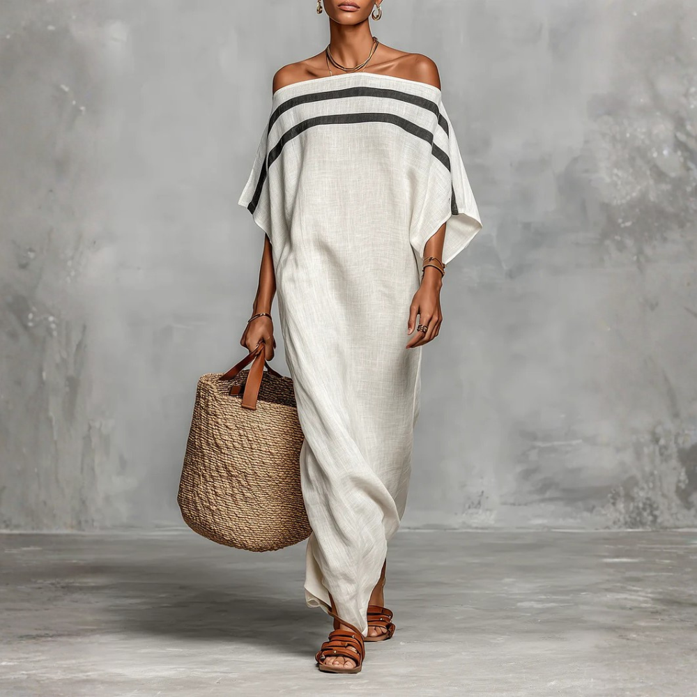 Aveline™ | Robe Maxi Off-Shoulder avec Manches Chauve-Souris