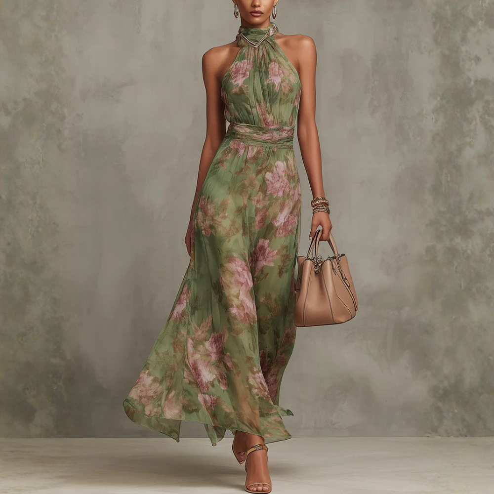 Robe longue élégante à col halter