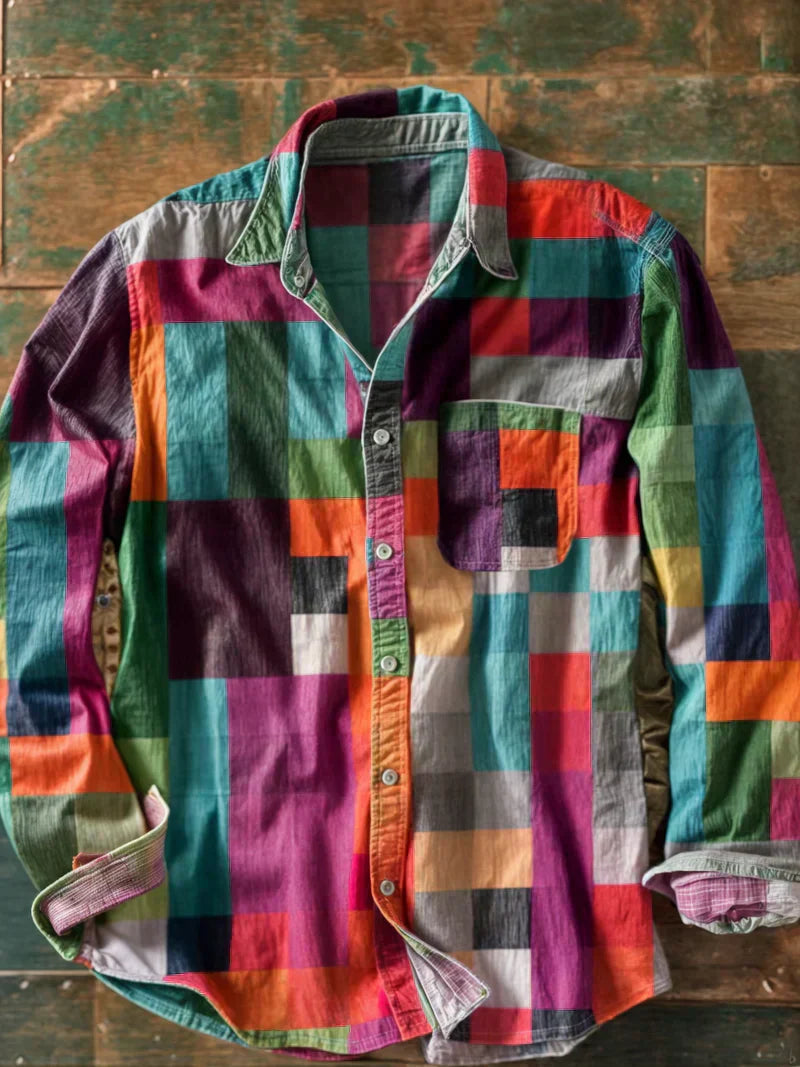Arco | Chemise patchwork multicolore à manches longues
