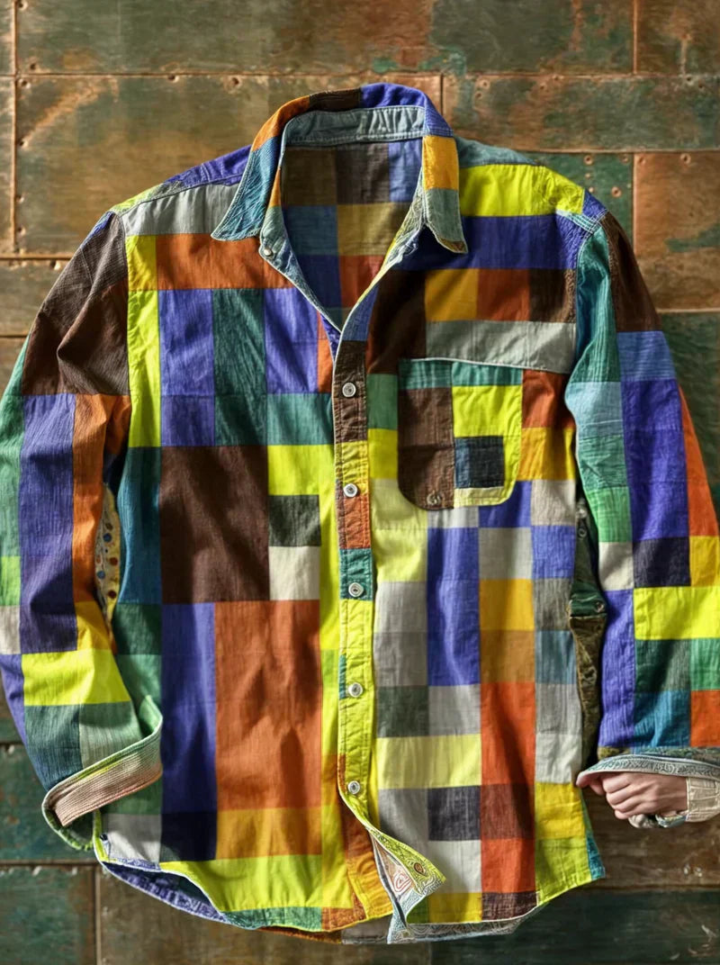 Arco | Chemise patchwork multicolore à manches longues