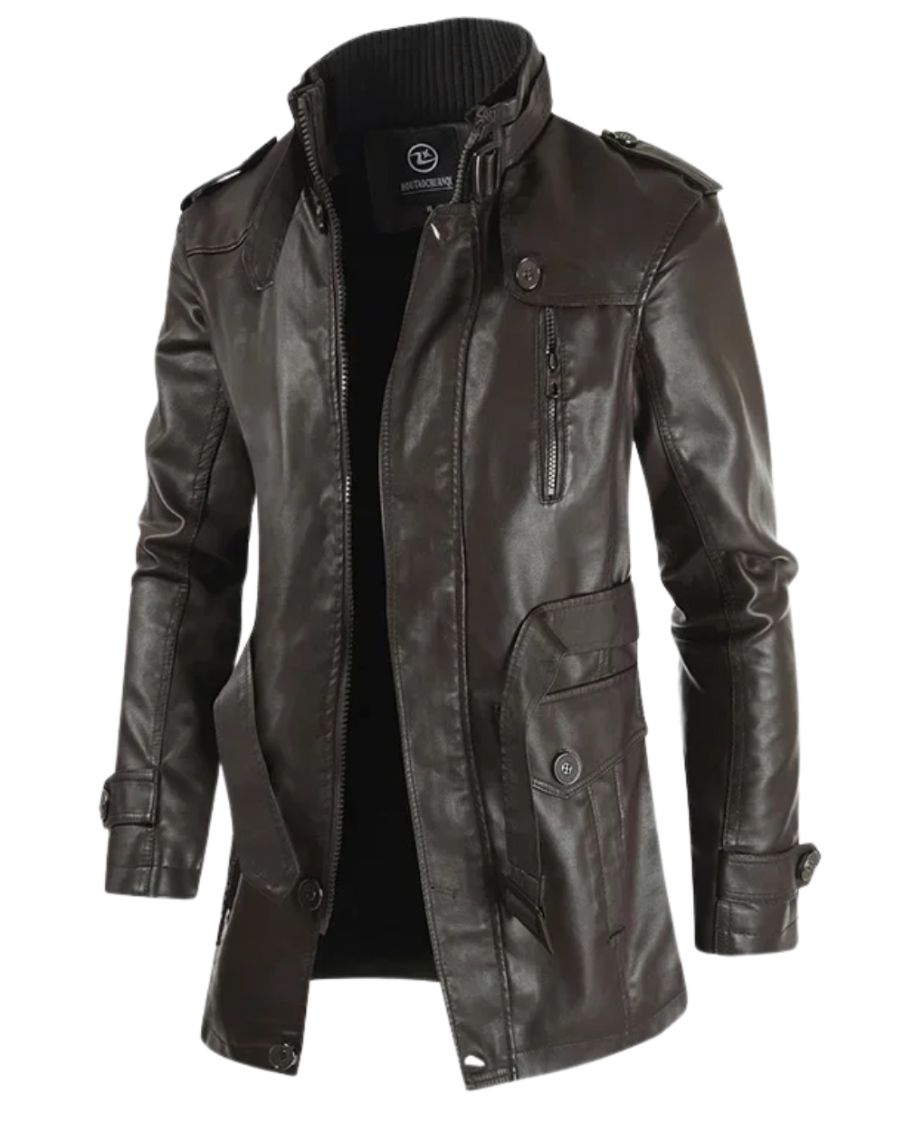 Veste en Cuir Biker Élégante Longue