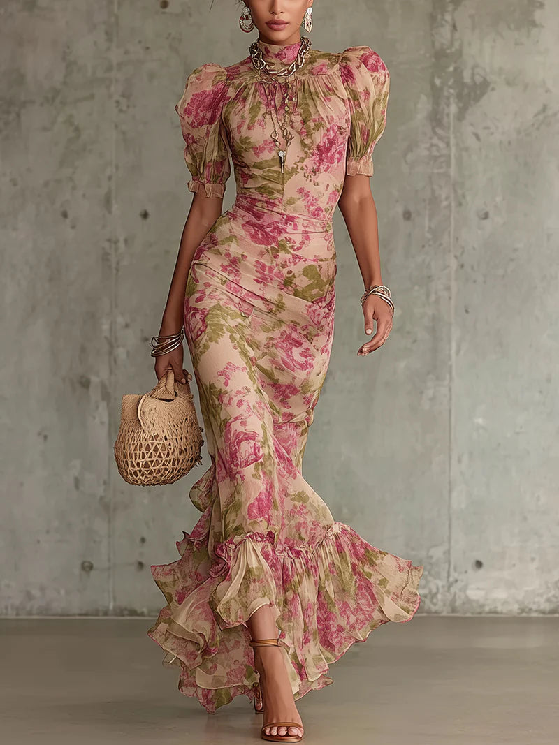 Rosalie™ | Robe Maxi avec Imprimé de Roses Vintage