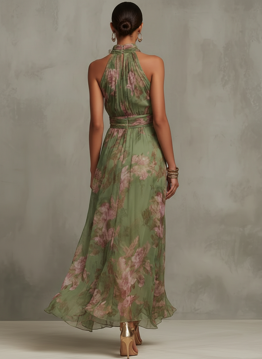 Robe longue élégante à col halter