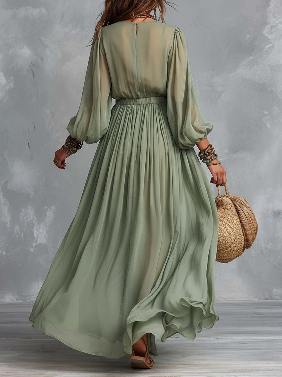 Élodine™ | Robe Maxi Bohémienne avec Imprimé Floral