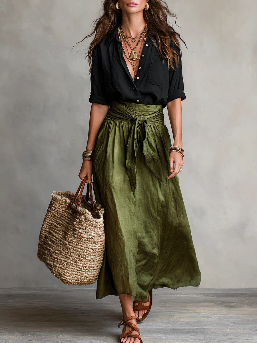 Ensemble complet comprenant un t-shirt et une jupe midi