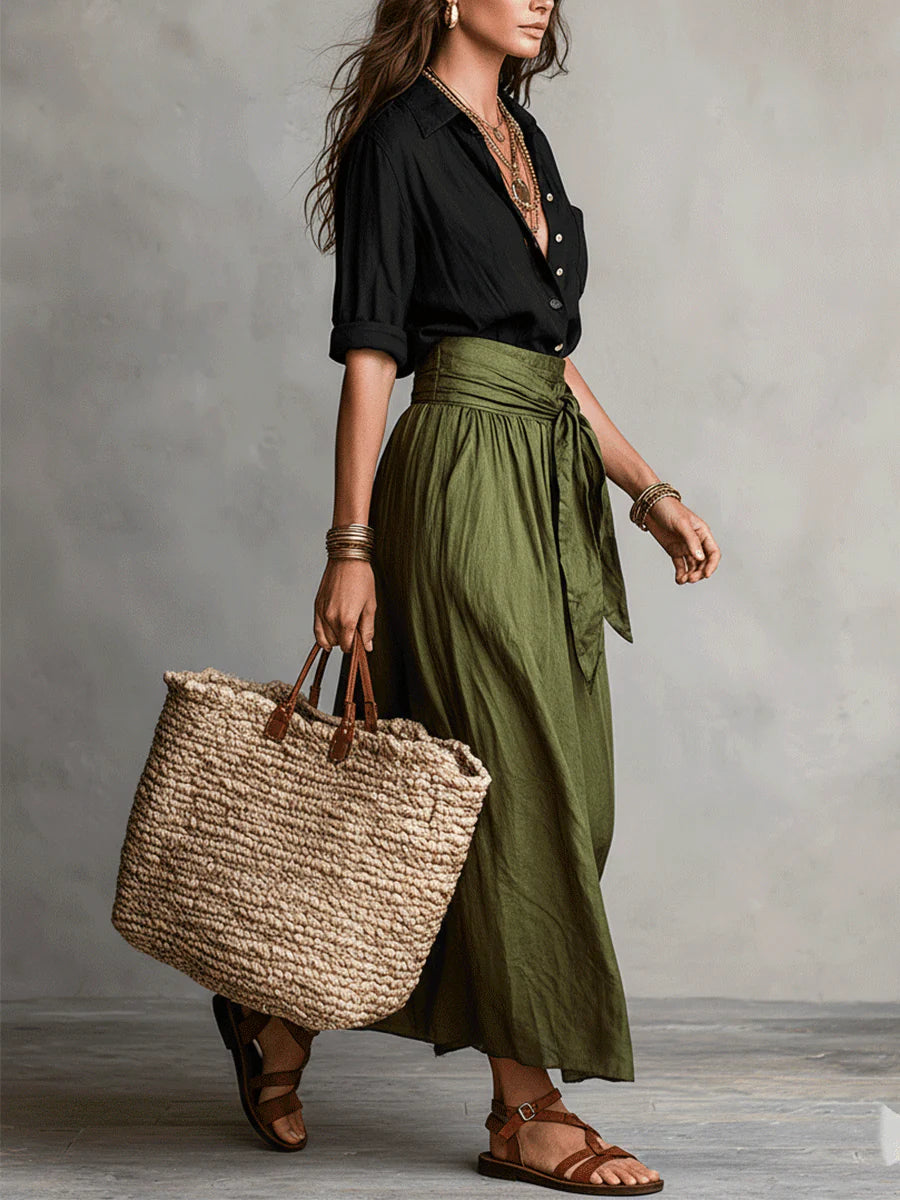 Ensemble complet comprenant un t-shirt et une jupe midi