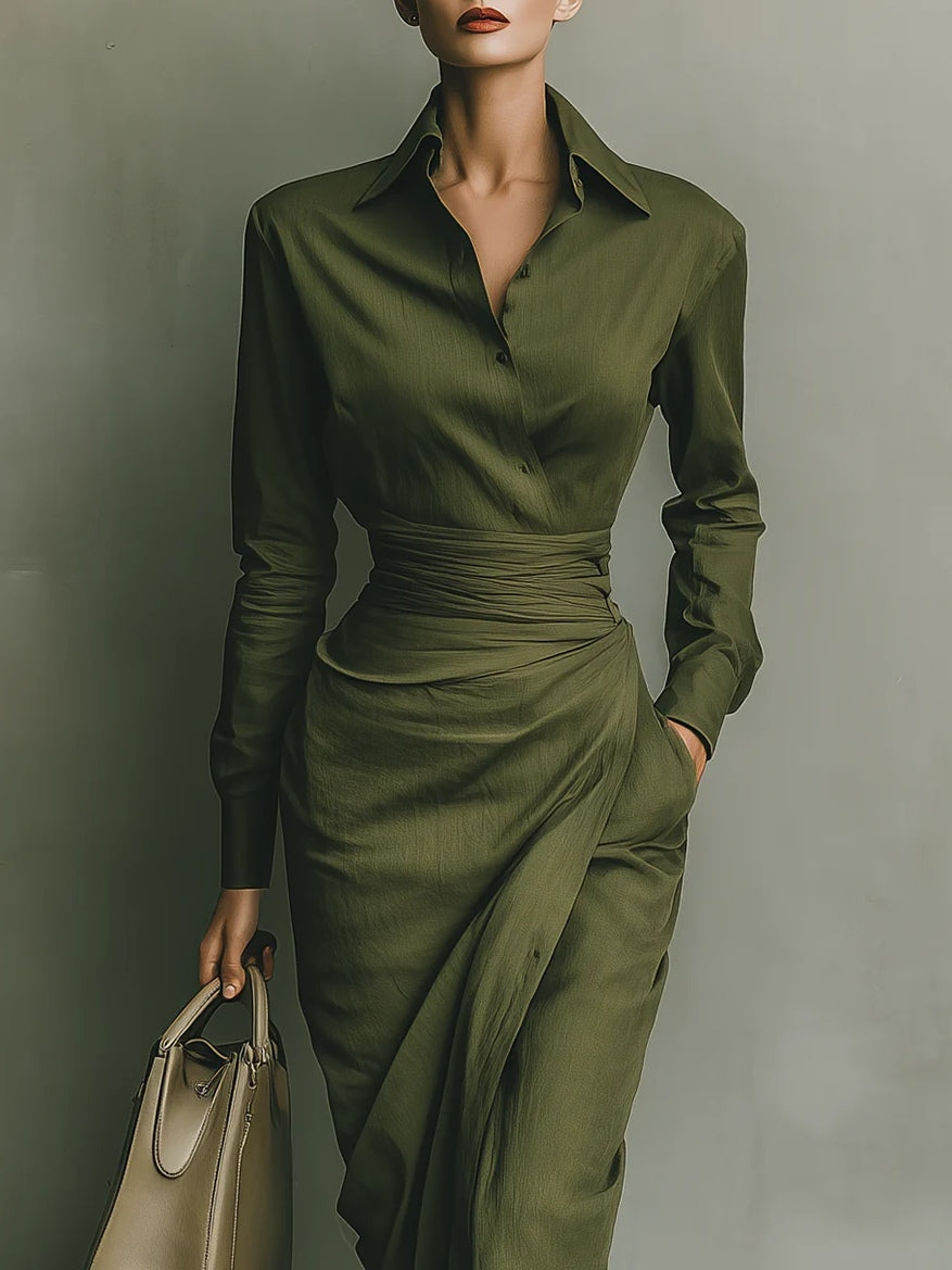 Noëlle™ | Maxidress en couleur olive