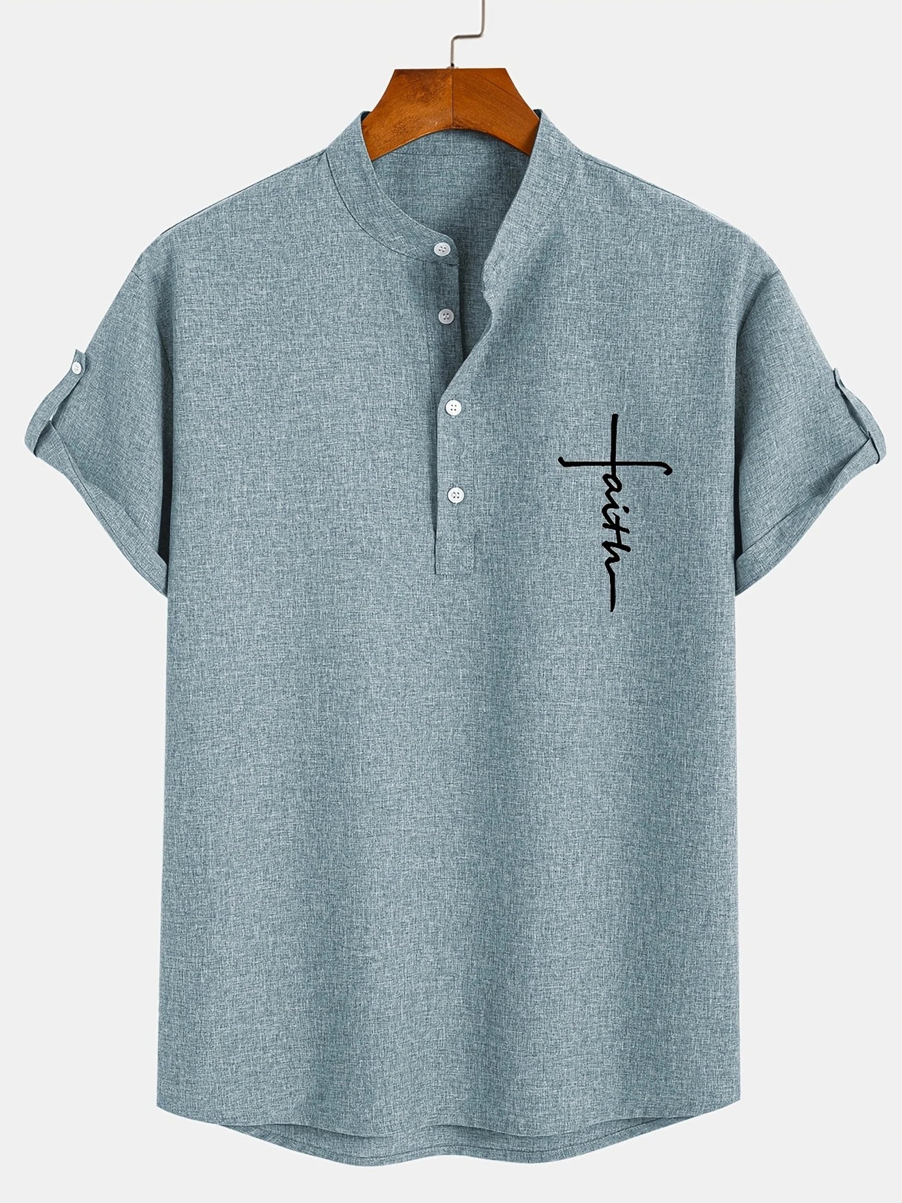 Chemise élégante à manches courtes et col montant