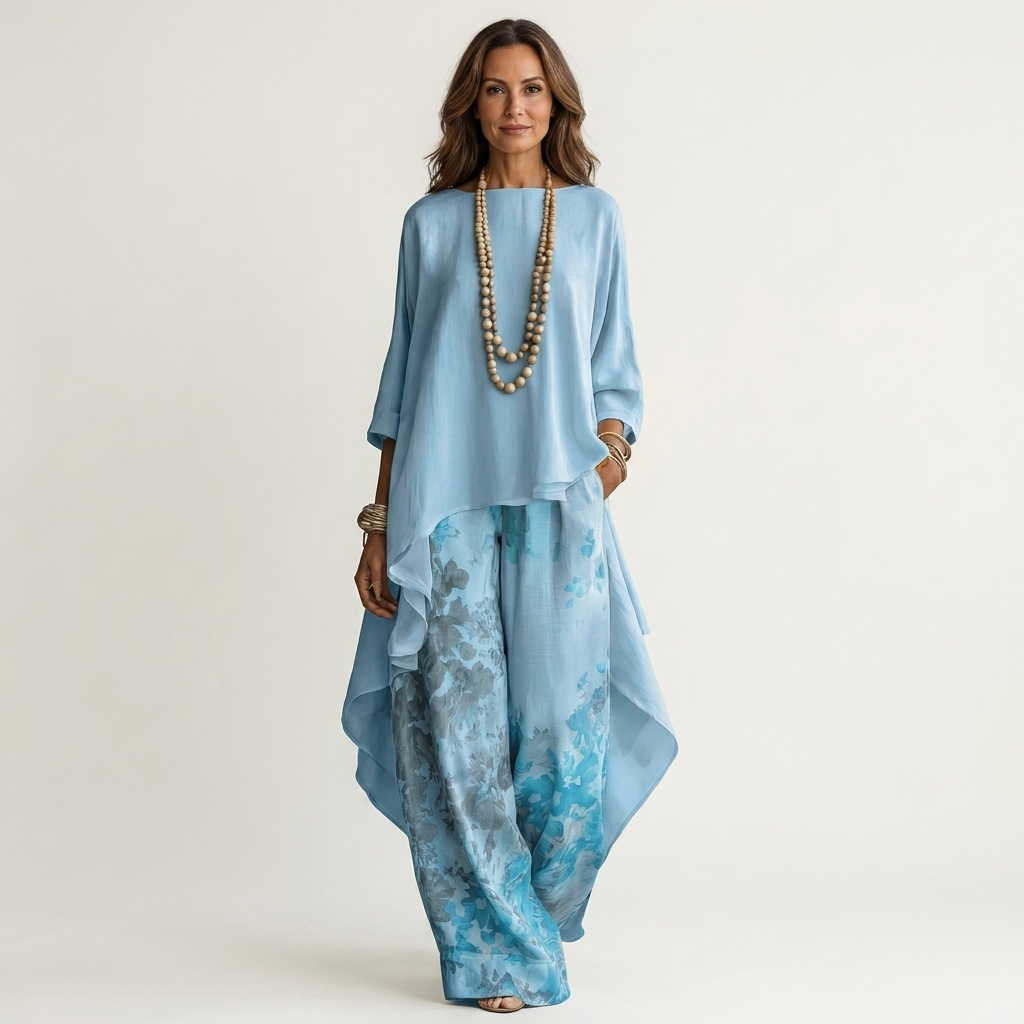 Ensemble deux pièces avec tunique asymétrique