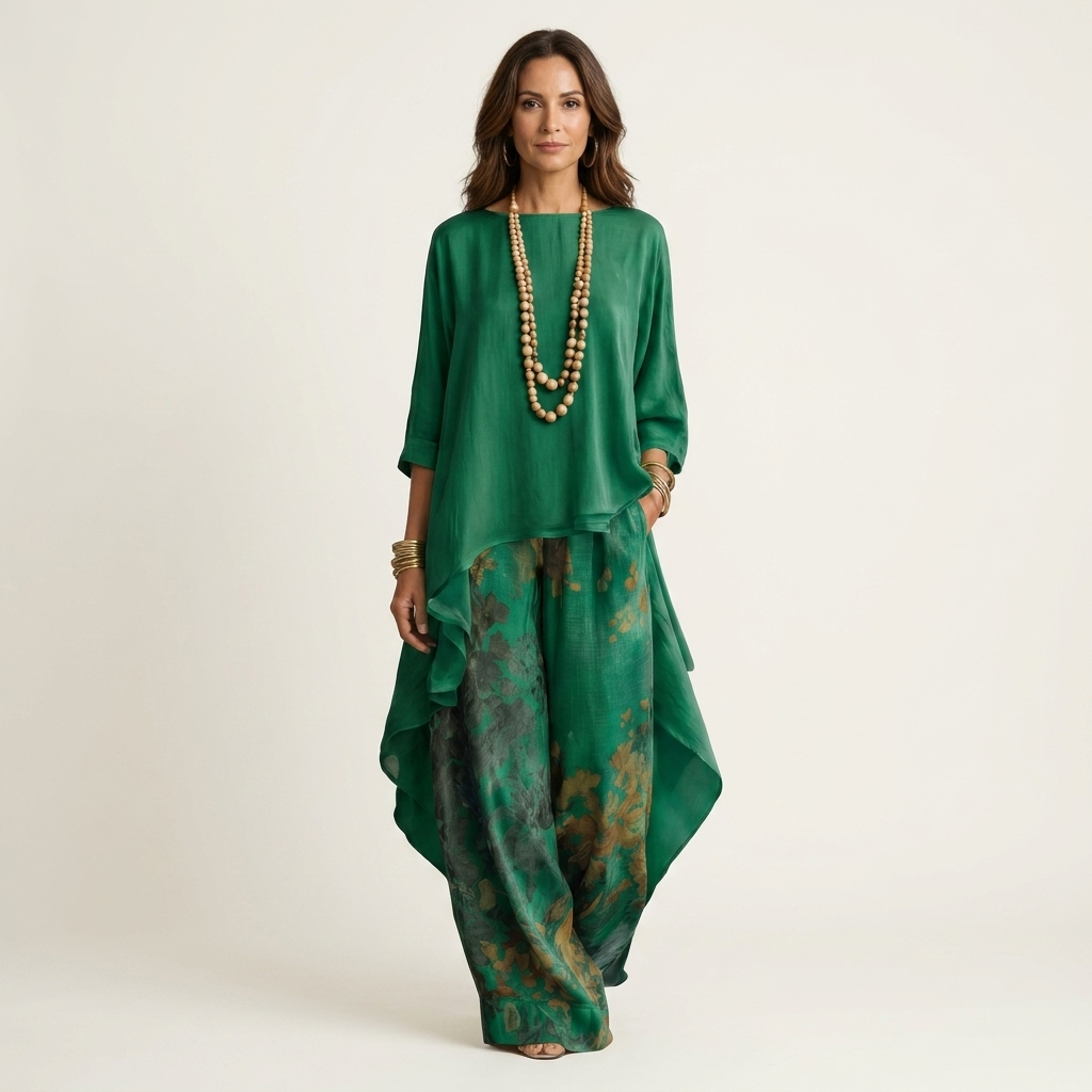 Ensemble deux pièces avec tunique asymétrique