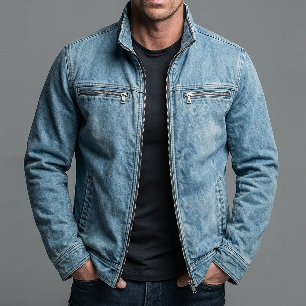 Veste vintage en coton avec fermeture zippée