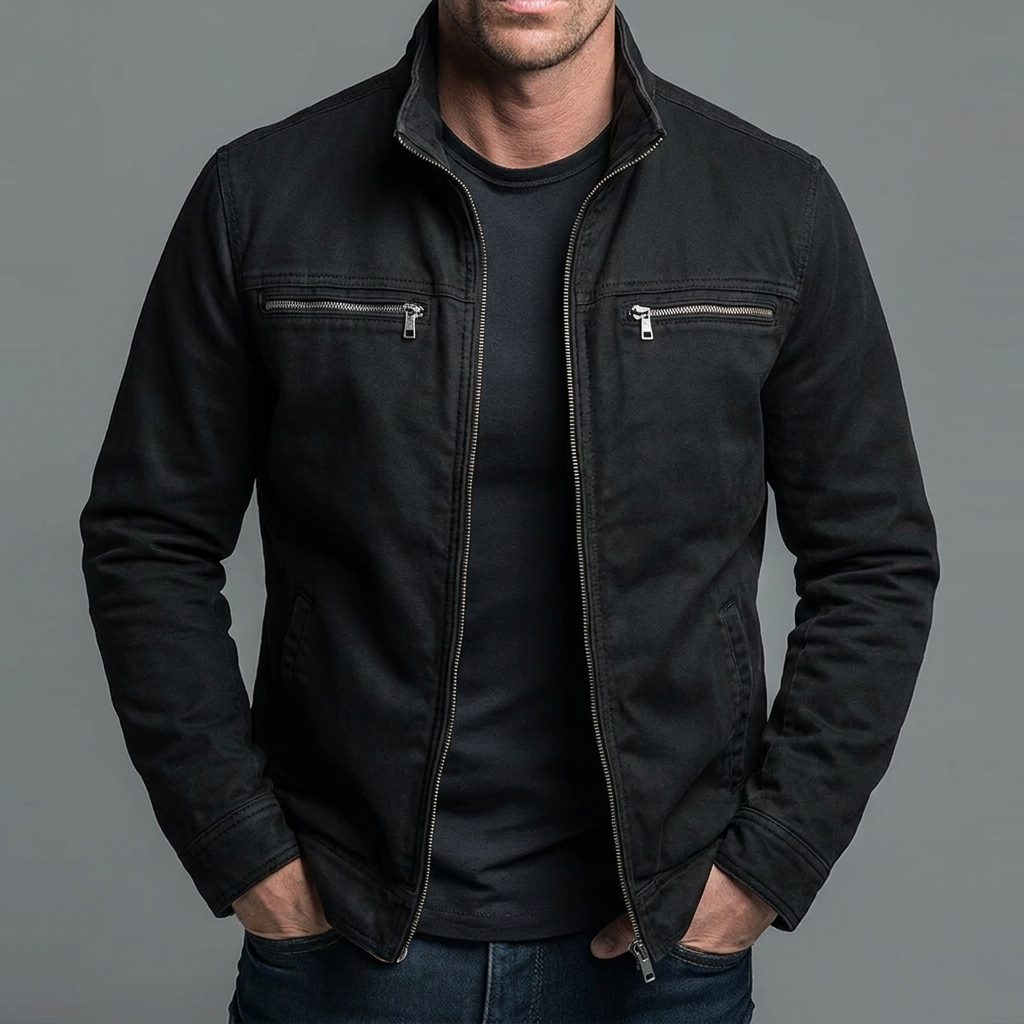 Veste vintage en coton avec fermeture zippée