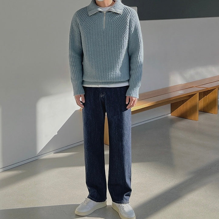 Lenoir™ | Pull Col Montant Azure