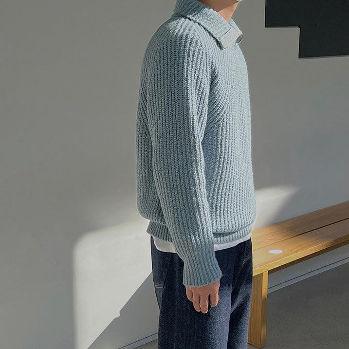 Lenoir™ | Pull Col Montant Azure