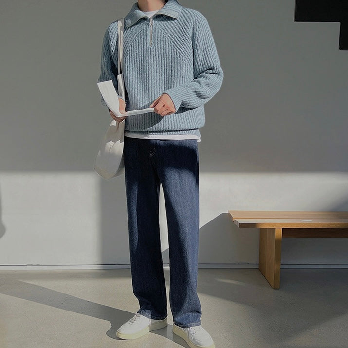 Lenoir™ | Pull Col Montant Azure