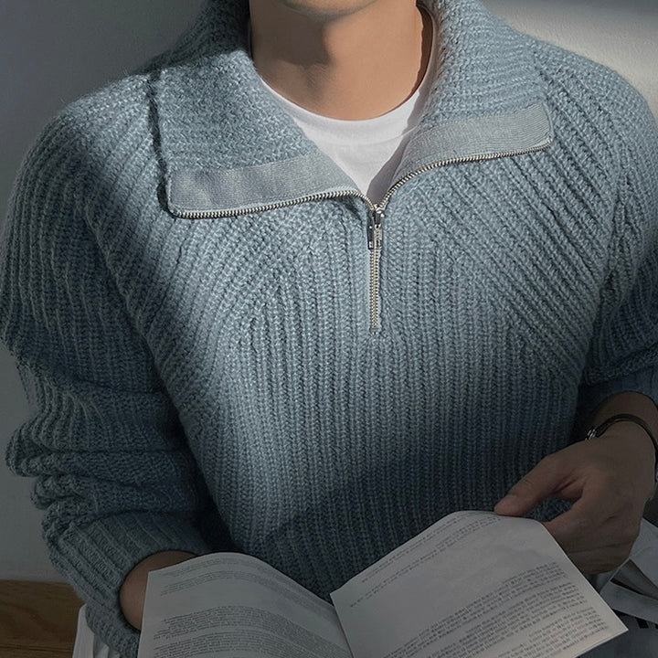 Lenoir™ | Pull Col Montant Azure
