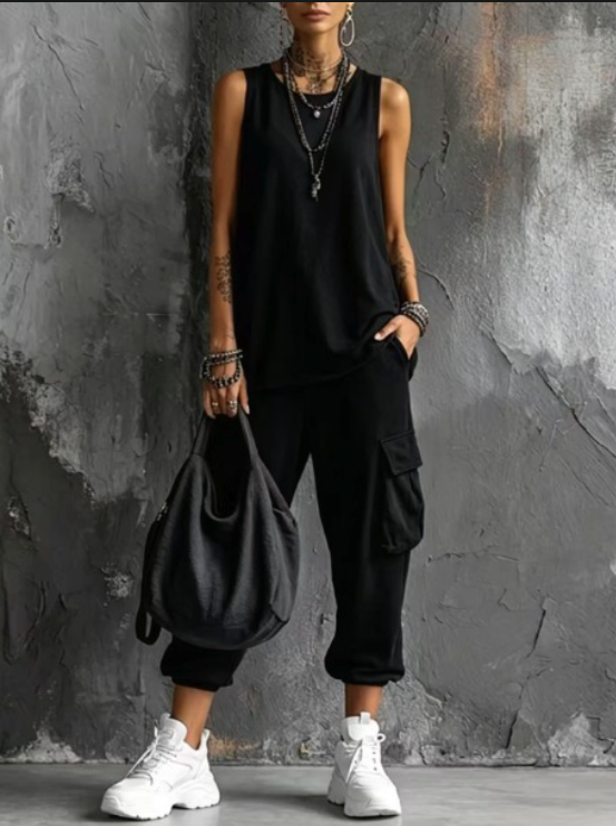 Ensemble d'intérieur sans manches style cargo