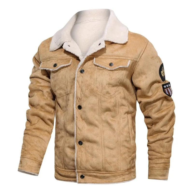 Veste en Cuir Élégante avec Doublure Polaire Chaude