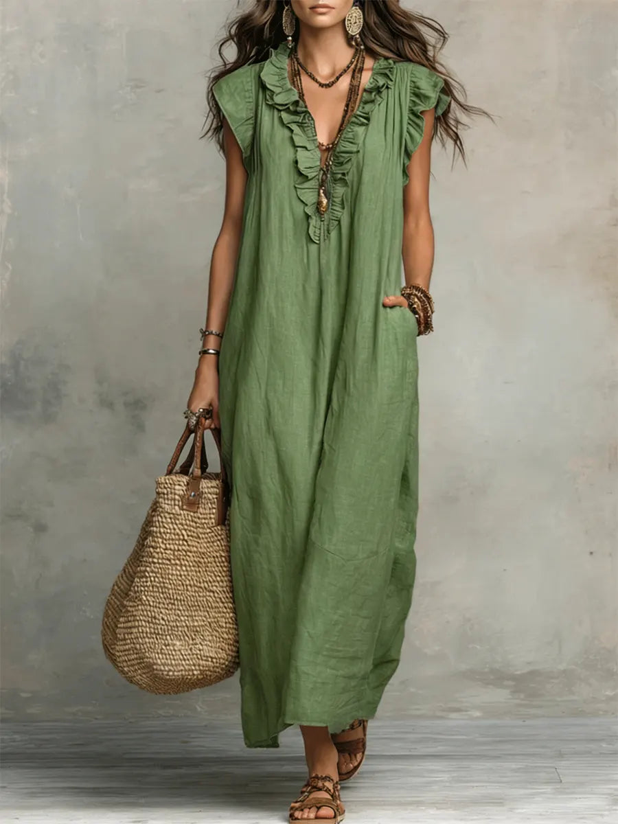 Robe Longue Bohème en Lin