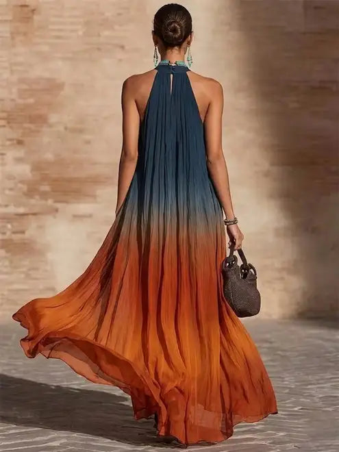 Robe longue halter/V dégradée