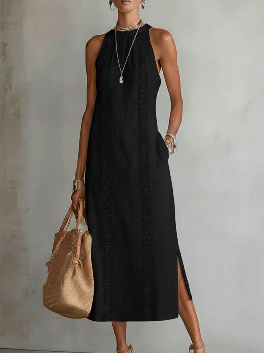 Robe midi ample brodée