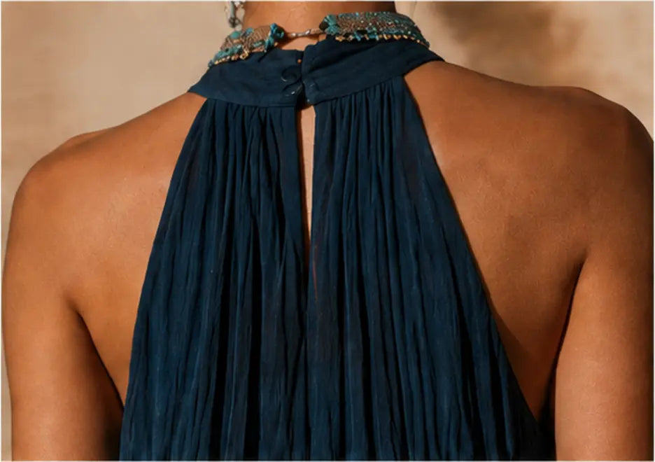 Robe longue halter/V dégradée