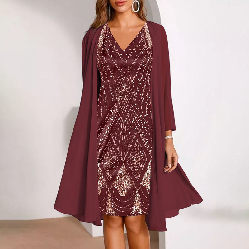 Robe scintillante à col en V