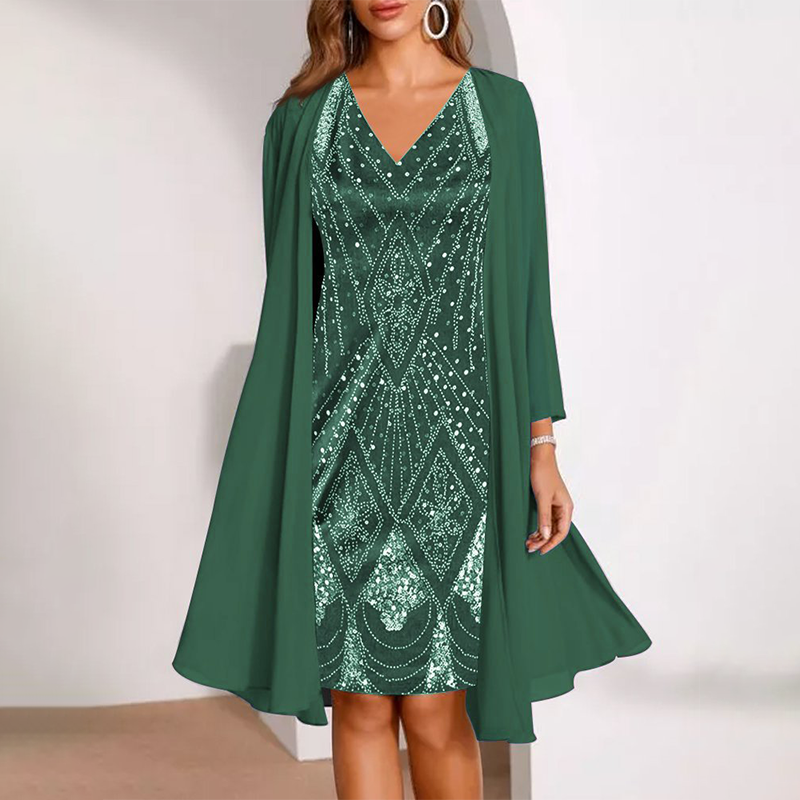 Robe scintillante à col en V