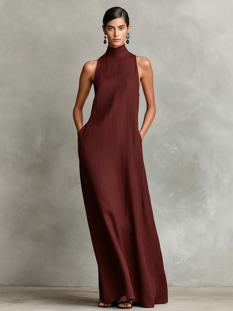Robe longue à col halter